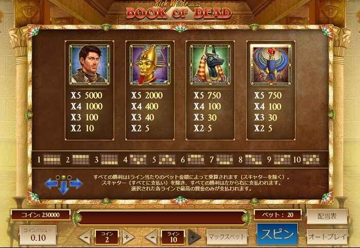 Book of Dead　高配当シンボル