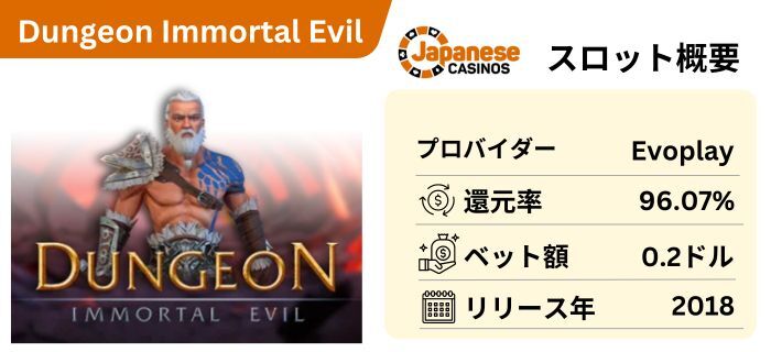 ペイアウト率が高い オンラインカジノのスロット Dungeon Immortal Evil