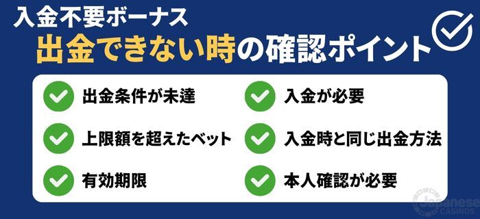 オンラインカジノの入金不要ボーナス　出金できないときの対処法